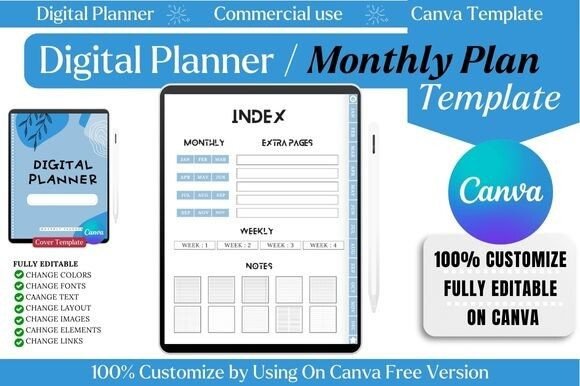 Digital Notebook Templates Lovely Blue: Your Creative Planning Hub