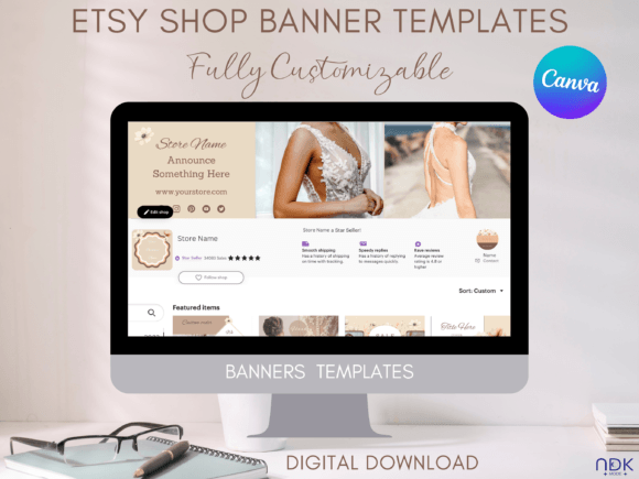 Elevate Your Etsy Shop with Beige Branding Banner Templates